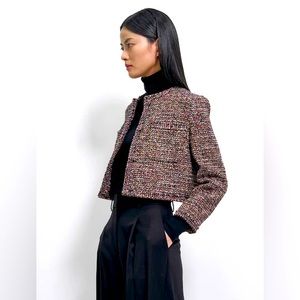 Theory NWT Cropped Jacket in Wool-Blend Tweed sz 6
